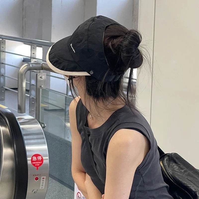 Fashion Empty Top Wide Brim Sun Hat For Women Anti UV Sunscreen Bucket Female Protection Outdoor Beach Cap Fisherman 240403