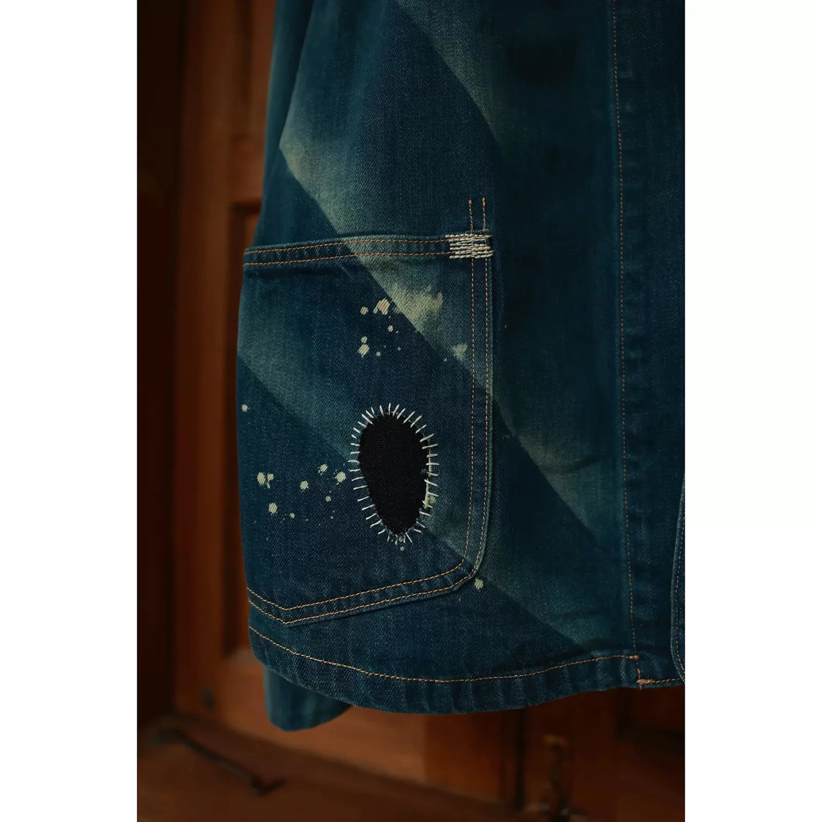 Second Order Denim Engineer Jacket For Men Selvedge Jean Chore Coat Washed Blue 240408