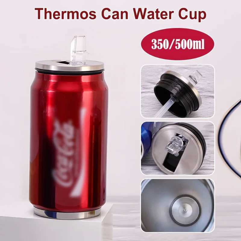 Stainless steel cola hot pot water cup station wagon vacuum valve beverage double-layer straw cup Y241114