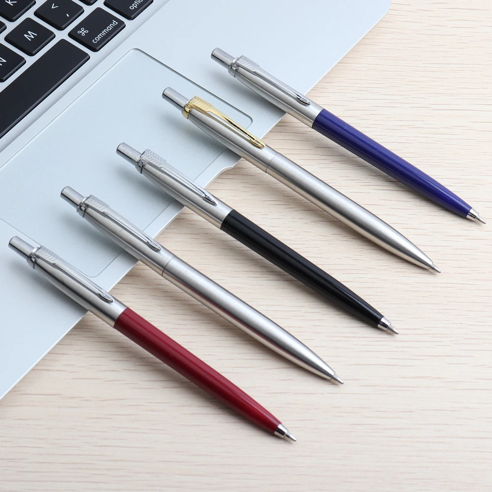 10 PcsSet Metal Ballpoint Pens Automatic Ball Pen G2 Refill Black Blue Ink For School Office Stationery Supplies Writing 07mm 241114
