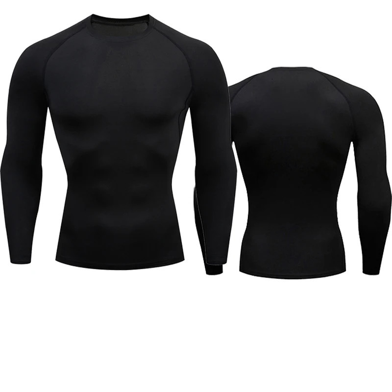 Compression Long Sleeve Shirt Black Fitness Tshirt Mens Muscle Quick drying Gym Sportswear Sun protection Sports Base layer 241108
