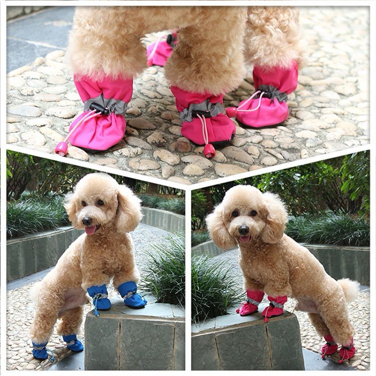 4pcs/set Waterproof Pet Dog Shoes Anti-slip Rain Boots Footwear for Small Cats Dogs Puppy Dog Pet Booties Pet Paw Accessories