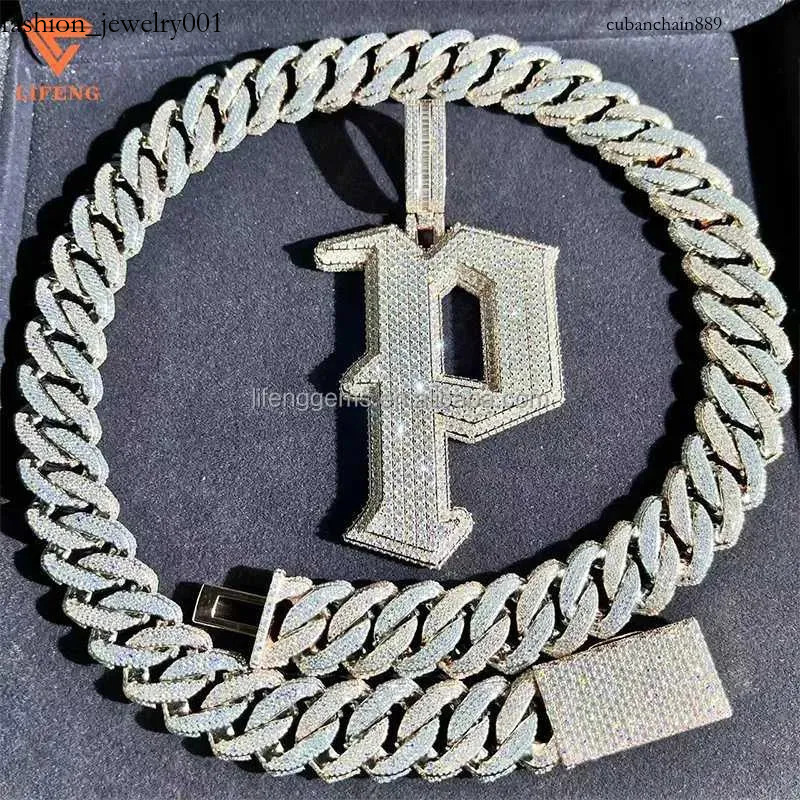 Customization Hip hop k Necklace White Gold Plated Iced Out Moissanite Dia Cuban Chain