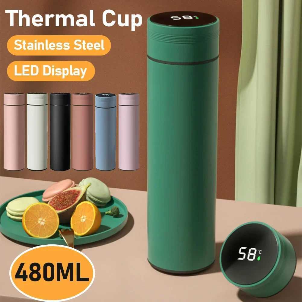 High quality intelligent hot cup 304 stainless steel 480ml intelligent temperature display waterproof double wall vacuum hot cup Y241114
