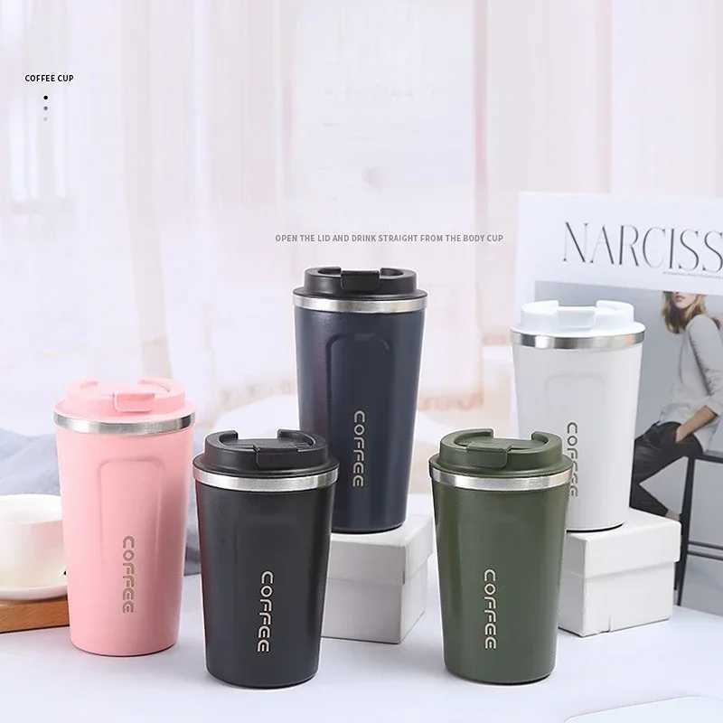Stainless steel coffee cup 380/510ML hot cross-linking hot cross-linking hot vacuum compression hot cross-linking cup water bottle Y241114