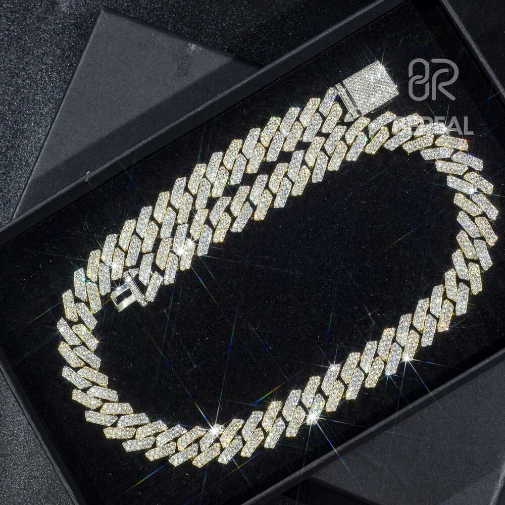 Custom Iced Out Sterg Pendant Moissanite Dia Designer Fashion Necklaces Sier Miami Cuban Chain GRA 14mm 2 Rows Gold Hip Hop Necklace Jewelry for Men
