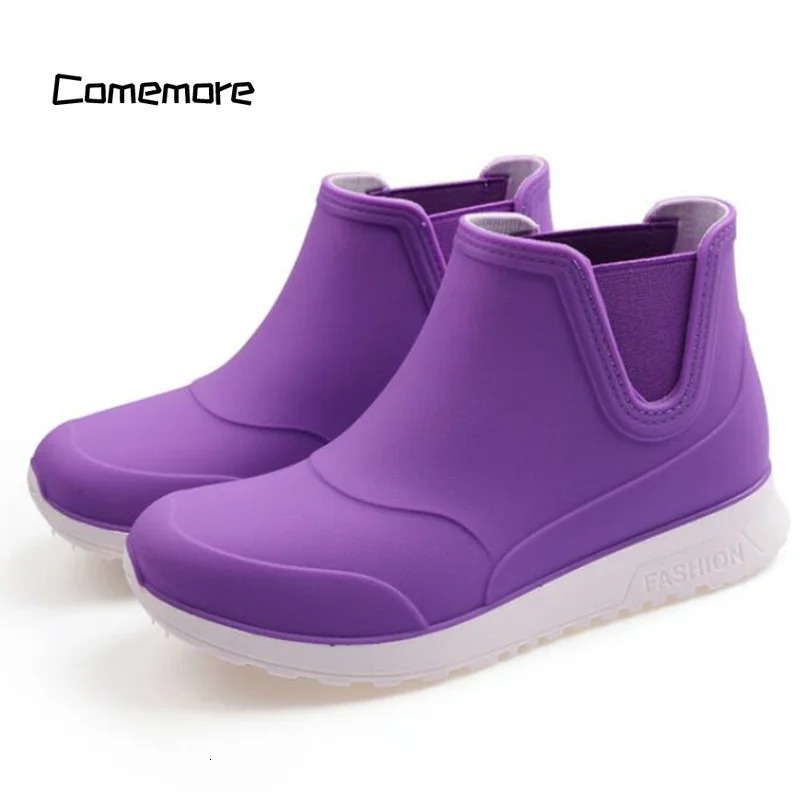 Comemore Womens Anti-skid Water Shoes Ankle Boot Women Leisure Fashion Waterproof Shoe Rubber Booties Summer Rain Boots Zapatos 241114