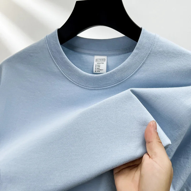 100 pure cotton summer highend mens short sleeve round neck fashionable style half sleeved top breathable Tshirt 241108