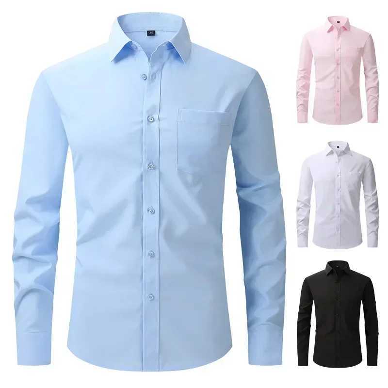 US Size Elastic Shirt New Mens Business and Leisure Long Sleeved Shirt Slim Fit Professional Dress Best-selling Seasonal StyleXJ24113