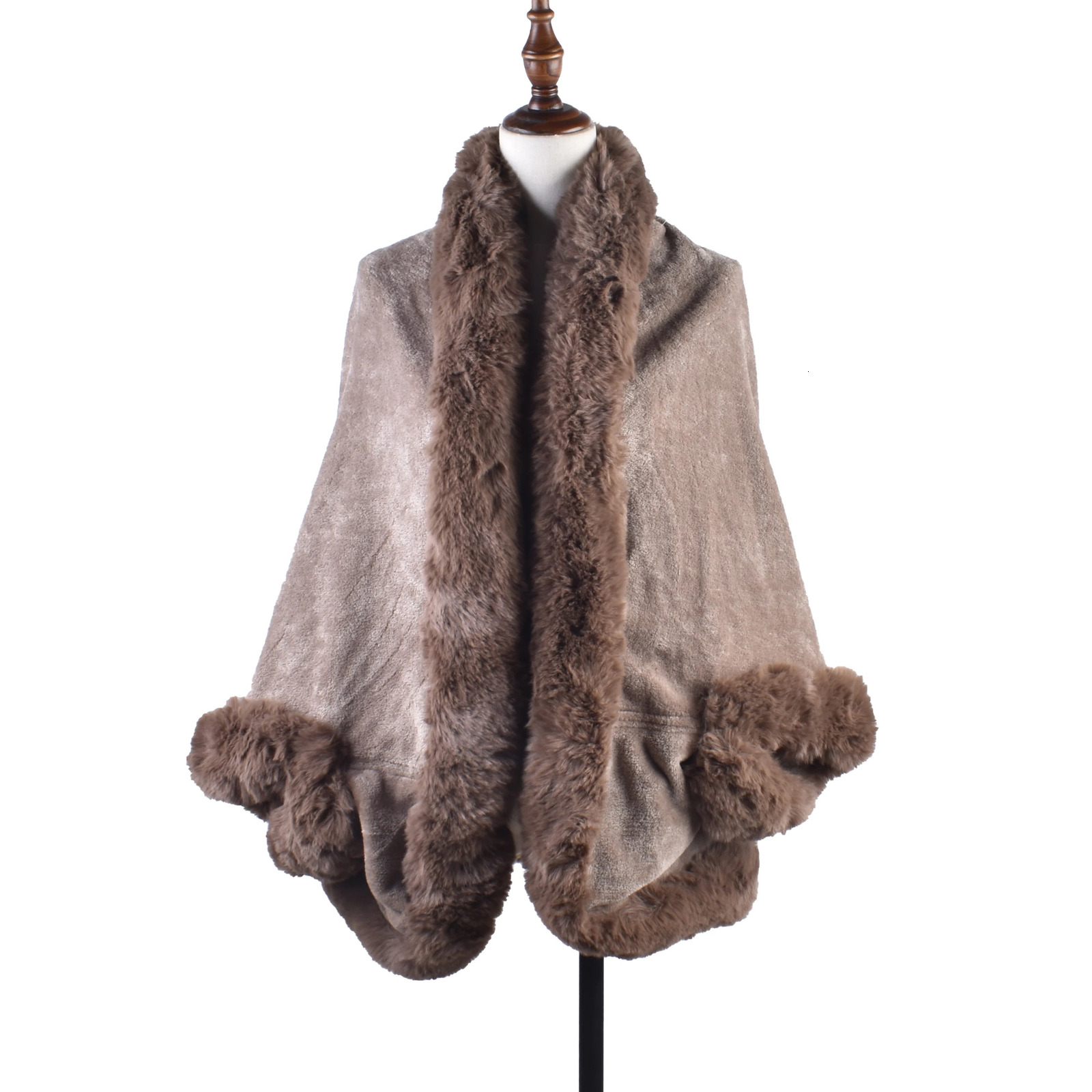Winter Fashion Warm Sleeve Plush Cape Large Loose Bat Coat Cardigan Women 241113