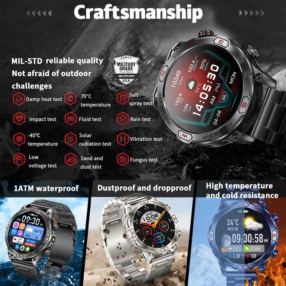 2024 New True AMOLED Smart Watch for Men with 450mAh Battery Fitness Tracker IP68 Waterproof Call Smart Watch Y241114