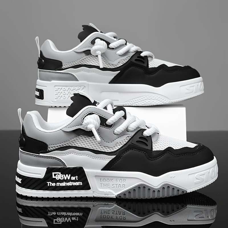 Men's Fashion Skate Sneakers - Breathable, Non-Slip Rubber Sole, Lace-Up Casual Shoes for All Seasons