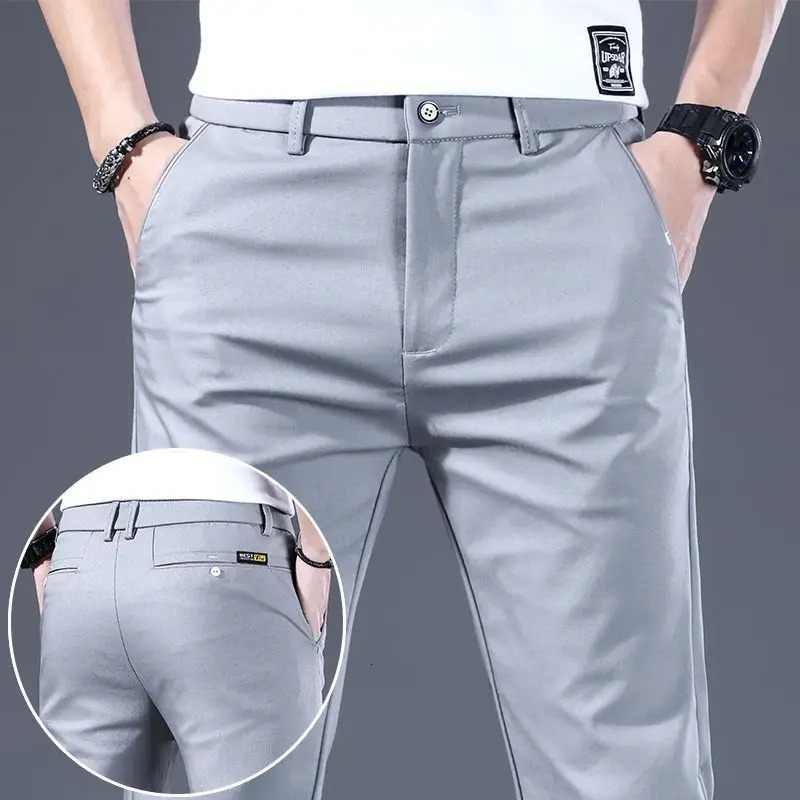 Summer Golf Pants for Mens Thin Breathable Quick Drying Slim Fit Elastic Non ironing Business and Leisure Golf Mens Clot 240412