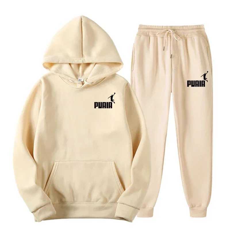 Mens Autumn and winter hooded sweatshirt set for couples jogging hooded sweatshirt+sports pants two-piece set T-shirt casual wear X241113