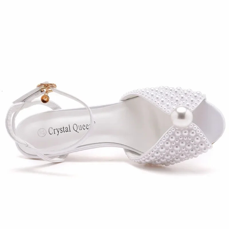 Maogu 6cm Fish Mouth High Heeled Sandals Buckle Wedding Bride er Shoes Heels Pearl Sandal Ladies Shoe Large Size 43 241113