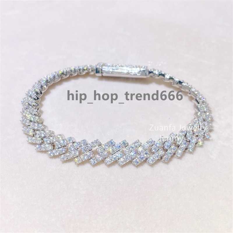 925 Sterling Silver Iced Out Jewelry 8mm Moissanite Cuban Bracelet VVS Moissanite Link Cuban Bracelet