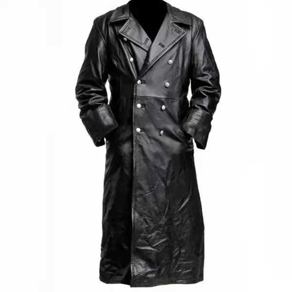 Mens medieval style PU leather trench coat suitable for autumn and winter 2024 European and American style casual and casual. W241113