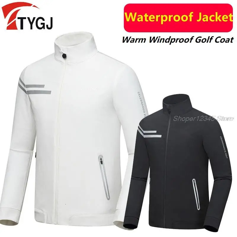 Autumn/Winter Mens Golf Jacket Waterproof Full Zipper Mens Casual Jacket Windproof and Warm Golf Clothing Sports Jacket 241114