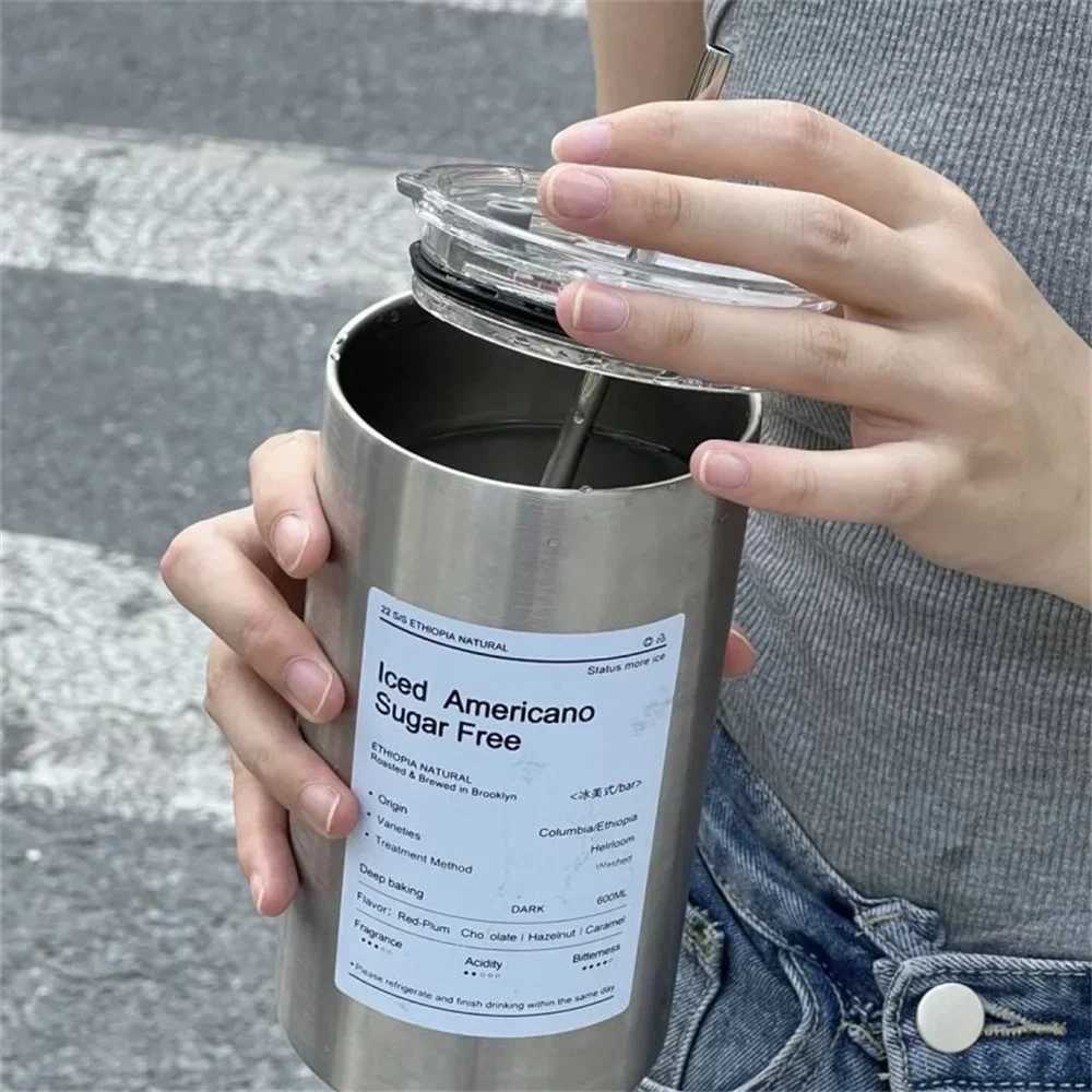 600ml hot cup portable coffee g leak proof water bottle with straw filling bottle for beverage Y241114