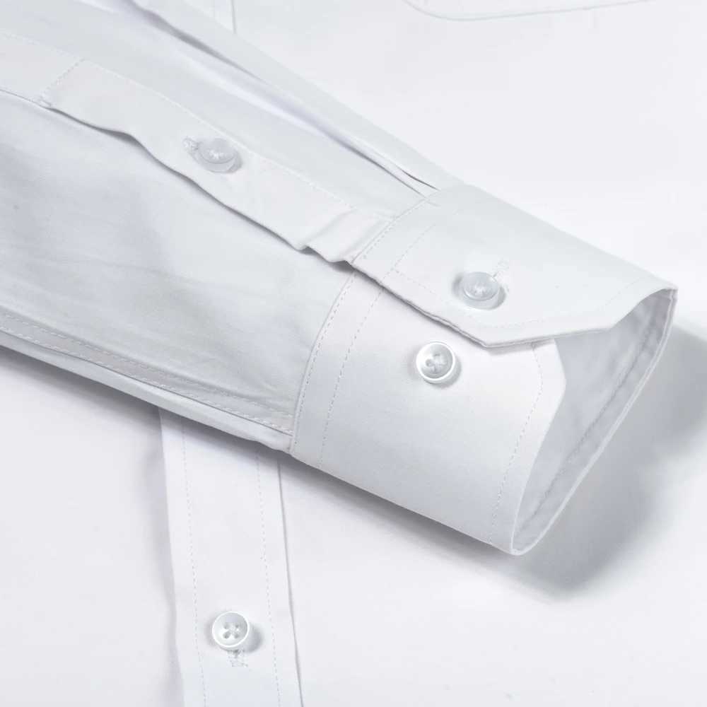 Mens Long Sleeve Mao-collar (Mandarin Collar) Shirt Single Patch Pocket Smart Casual Regular-fit Business Office Dress ShirtsXJ24113