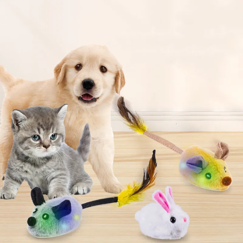 Electric Mice Cat Toys Interactive Self-Play Walking Simulation Mouse Pet Cat Plush Toy Vibration Sensor Kitten Cats Teaser Toys 240411