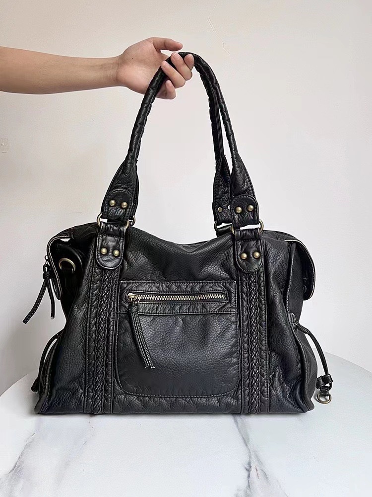 Free Shipping Drawstring Y2K Spicy Girl One Shoulder Crossbody Bag Vintage Washed Leather Motorcycle Large Capacity Designer Bag Luxury Bag Tote Bag