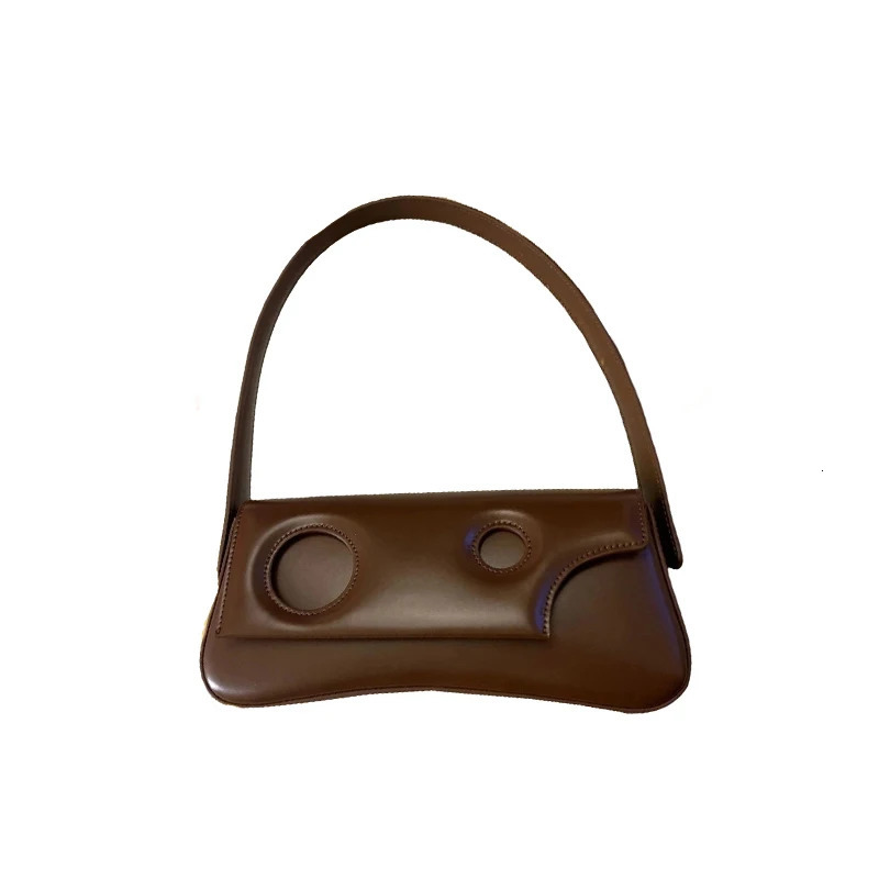 Autumn Winter Fashion High Level Women Single Shoulder Bag Solid Hollow Out PU Leather Female Handbag Casual Simple Underarm Bag 241114