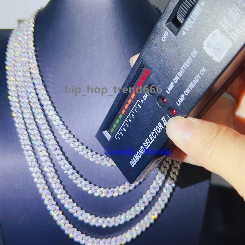 Pass Diamond Tester 925 Silver Cuban Link Necklace Iced Out 6.5mm 1 Row Hip Hop VVS Moissanite Cuban Link Chain