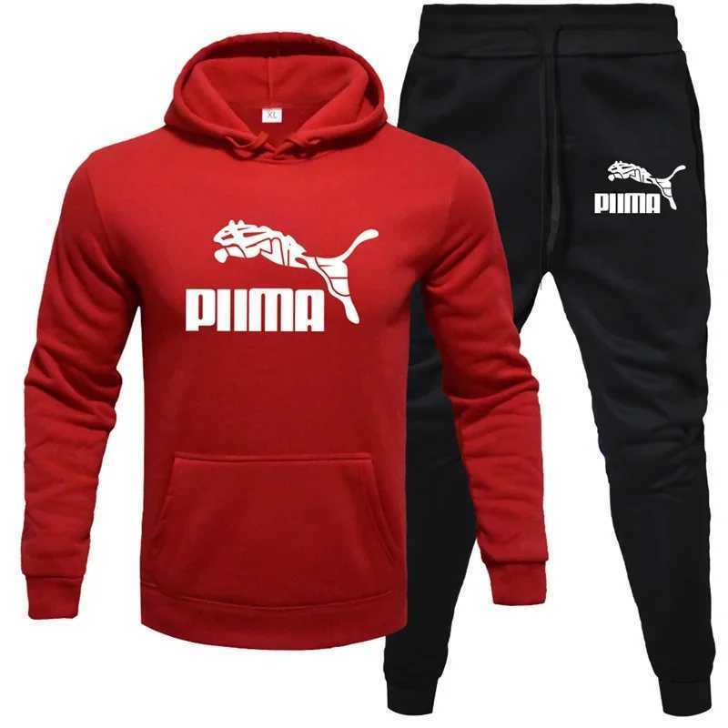 Mens New mens hoodie sportswear fashion Flce sportswear two-piece casual long Slve solid color hoodie jogging pants set top X241113