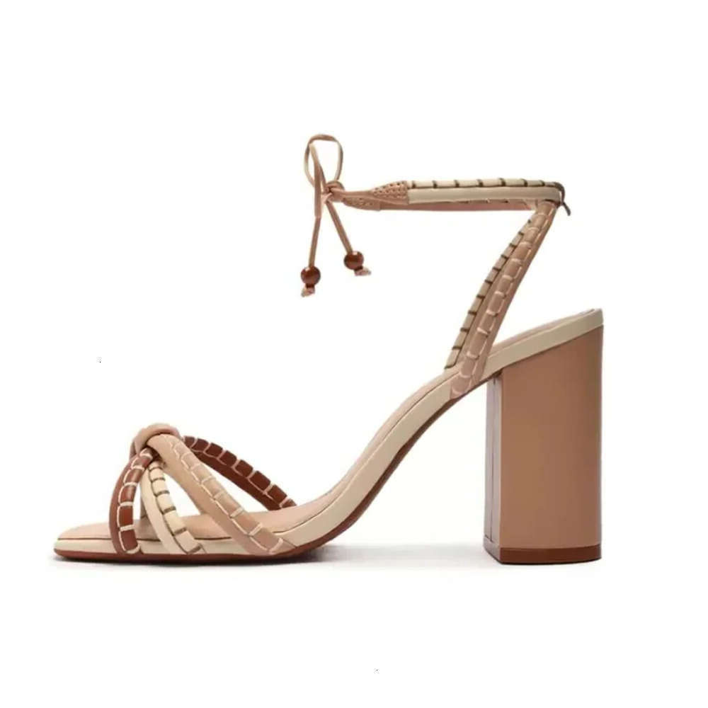 2025 Fashion Twist Woven Color Blocking Designer Brand Women's Shoes Thick with High Heel Sandals Female Casual a0ea 7d61 2aa9