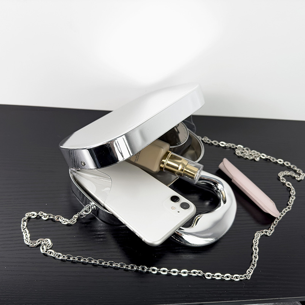 New Metal Handles Metallic Evening Bag Metal Box Women Chain Strap Bag Solid Color Crossbody Bag Vintage Square Bag Shoulder Bag