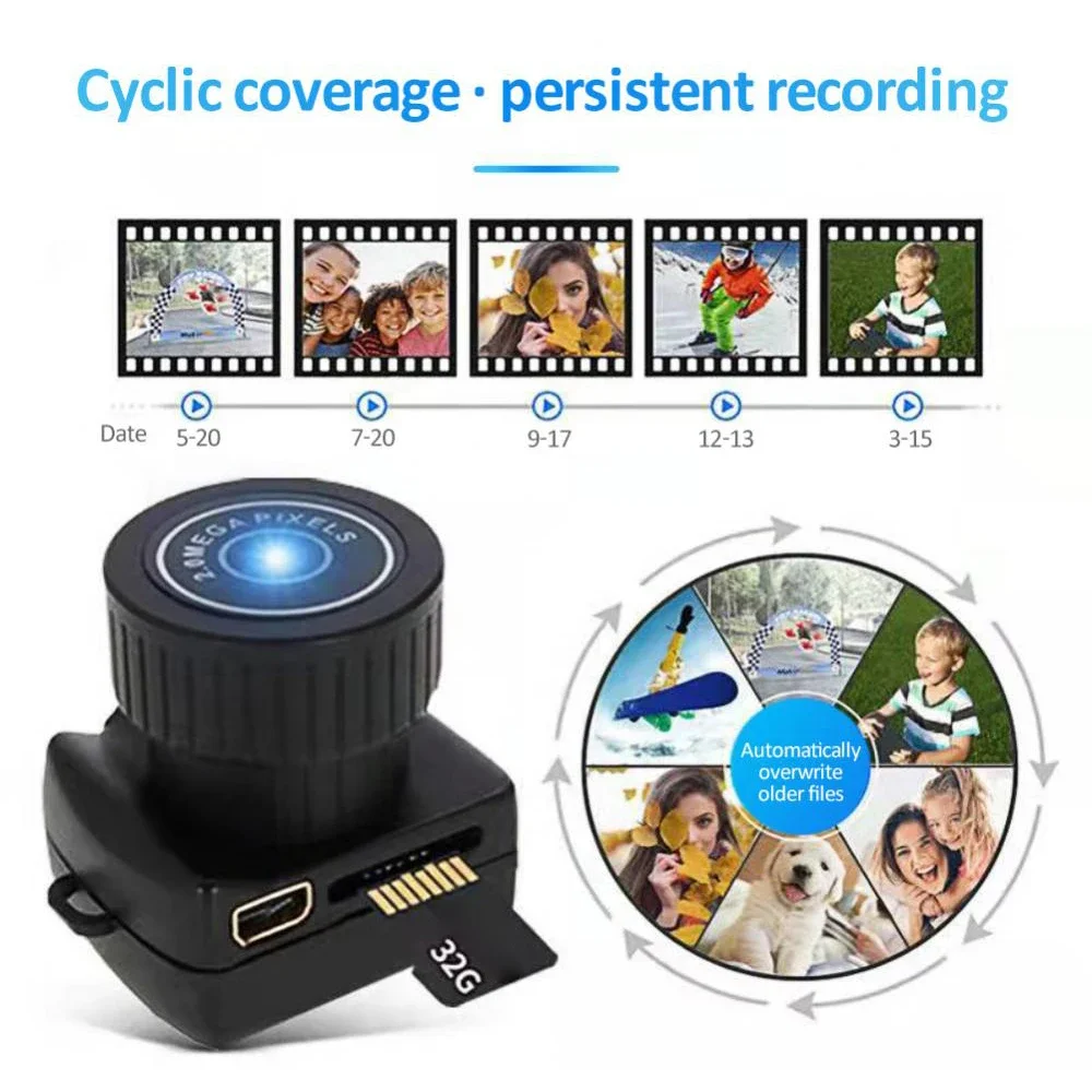 Y2000 Camcorder Small DV DVR Security Nanny Tiny Camera HD Video Audio Recorder Car Sport Micro Cam Webcam With Mic