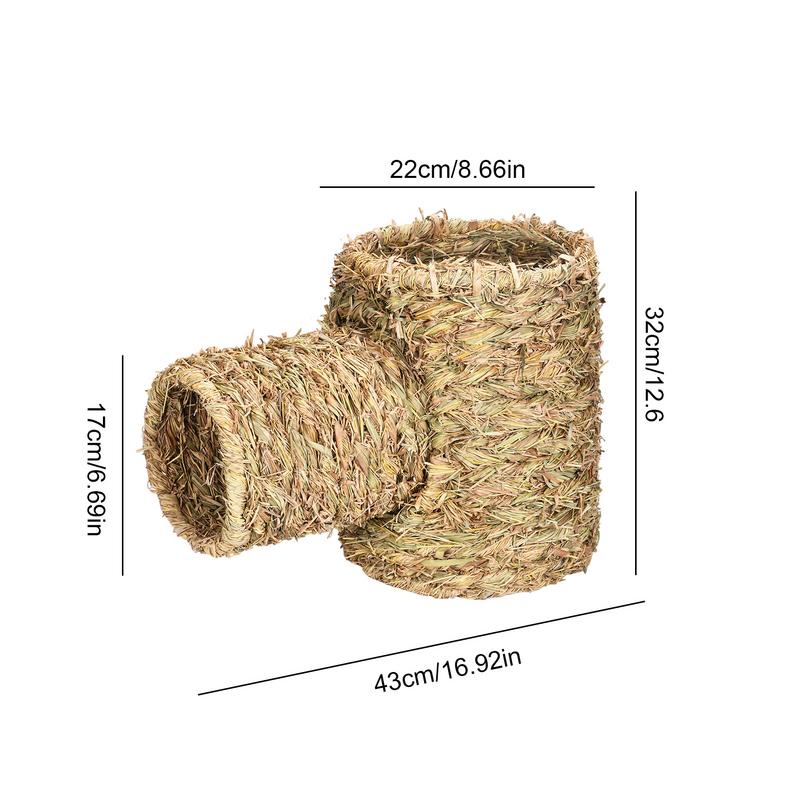 Rabbit Grass Tunnel Natural Grass Pet Nest Tunnel For Rabbits Indoor Small Animals Chewing And Biting Hideaway Hut For Dutch Pig