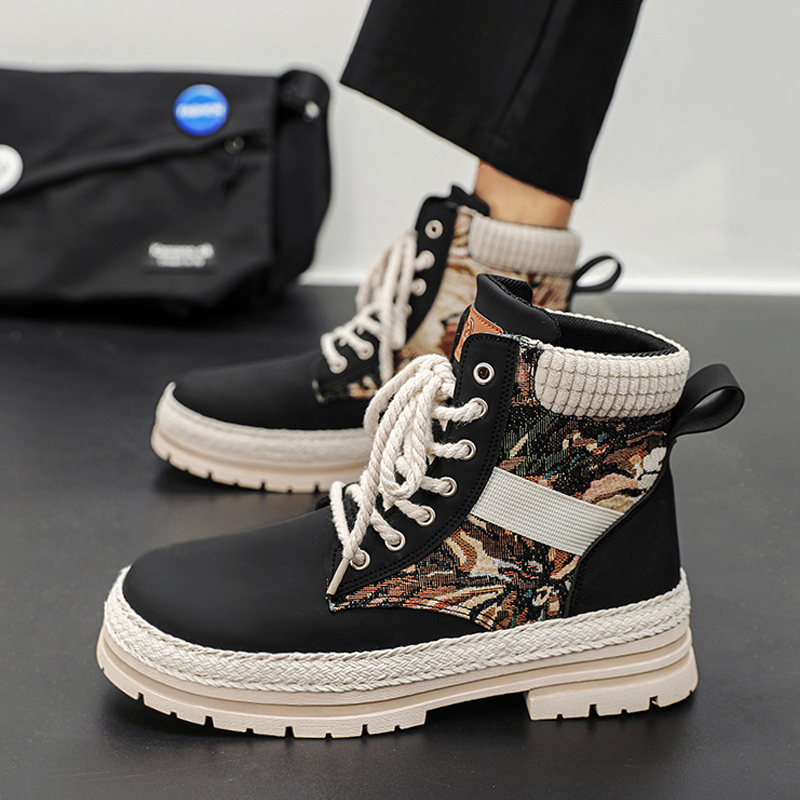 Men's Leather Cowboy Boots Casual Winter Work hot Platform Sneakers with New Ankle Support - 2024 Tactical Design