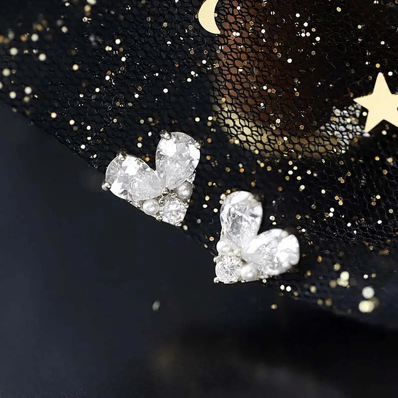 Choucong Heart Stud Earrings Sweet Cut Fashion Jewelry 925 Sterling Silver Gold Fill Water Drop White 5A Cubic Zircon CZ Diamond Elegant Party Women W