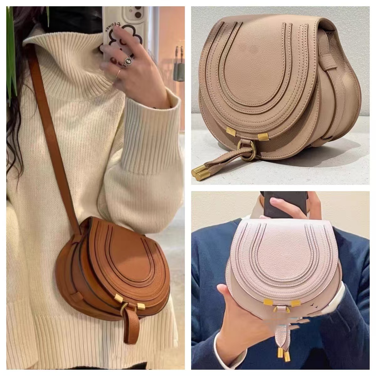 10AA Designer Womens woody saddles Bag clutch fashion Cowskin leather Hobo Classic marcie crossbody handbag messenger men shoulder