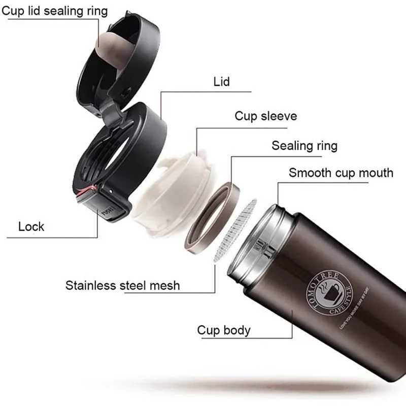 380/500ml stainless steel hot coffee cup bouncing vacuum cup double-layer tea g beverage cup beverage cup business cup Y241114