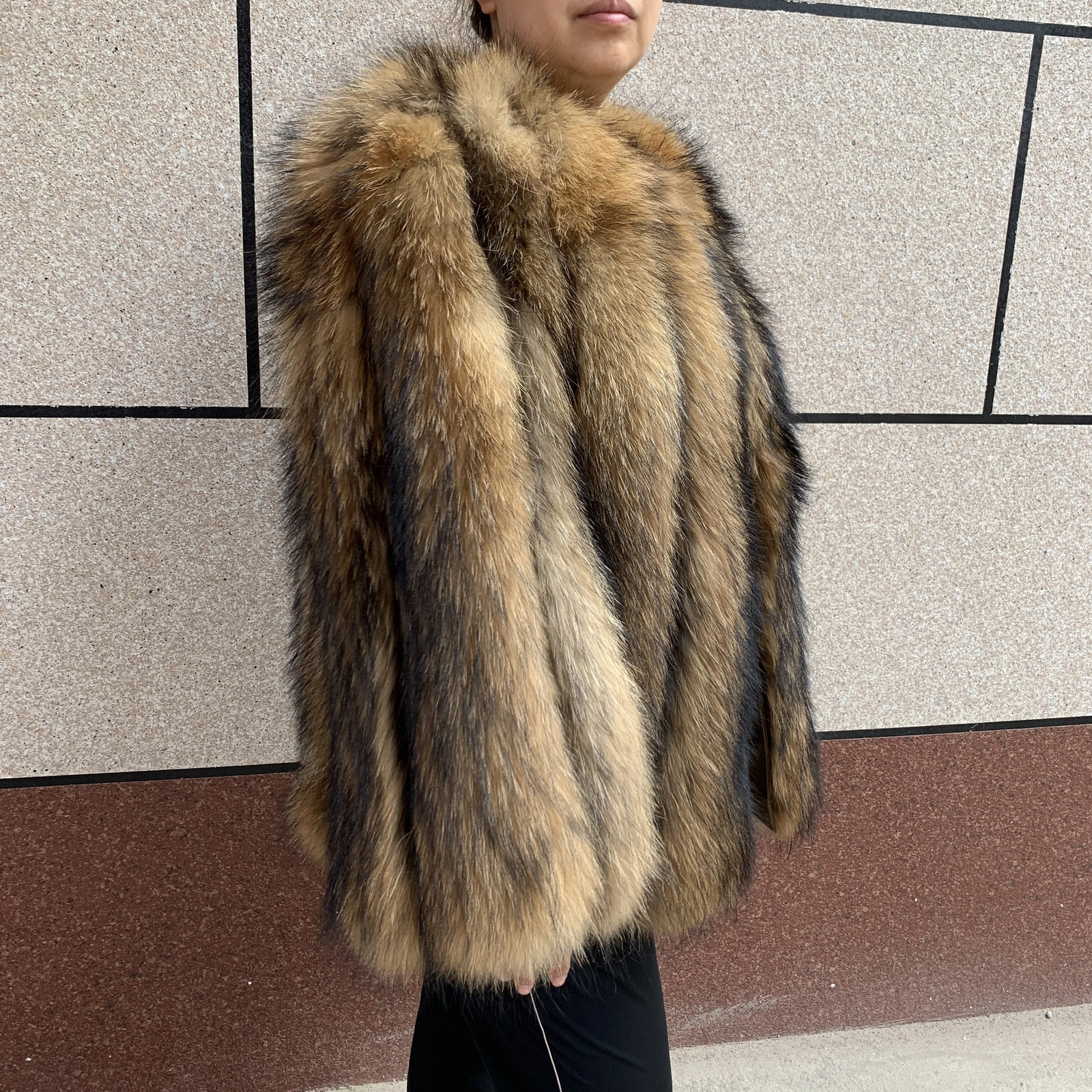 Raccoon Fur Vertical Jacket 100% Fur Coat Womens Winter Warm Vertical Fox Fur Leather Jacket 241113