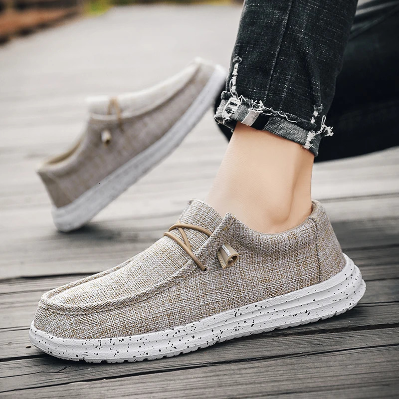 Trend Canvas Men Boat Dude Deck Loafer Fashion Outdoor Casual Flat Shoes Beach Shoe Large Size 240407