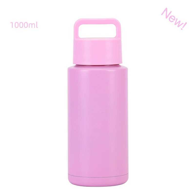 32 oz double-layer inflatable cup large capacity portable large mouthed stainless steel sports water bottle used for outdoor camping Y241114