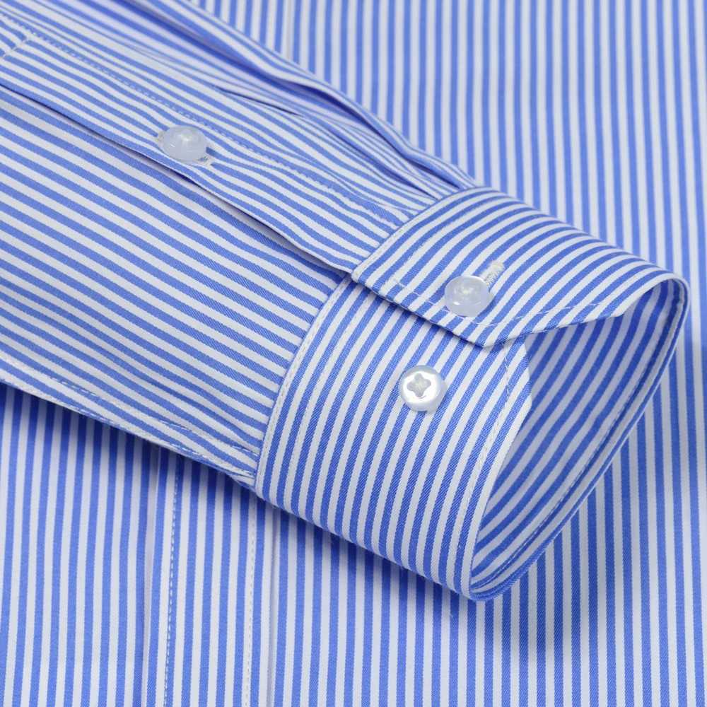 Mens Classic Long Sleeve Solid/striped Basic Dress Shirts Single Patch Pocket Formal Business Regular Fit Office Social ShirtXJ24113