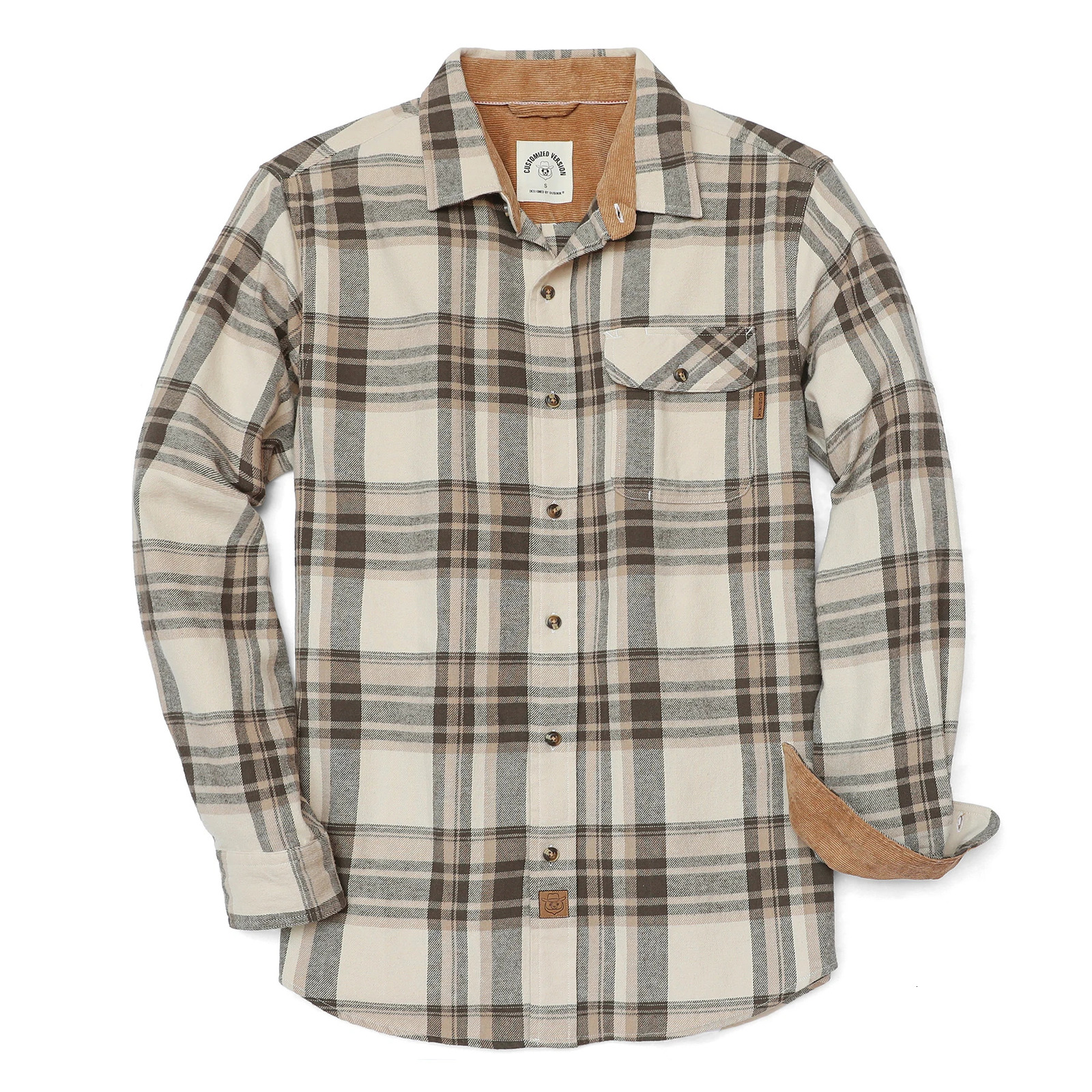 Dubinik mens flannel shirt long sleeved casual button down brushed 100% pure cotton 241113