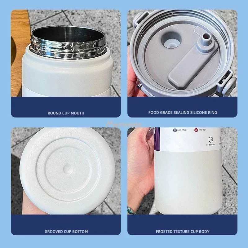 1.2L large capacity hot water bottle with stainless steel hot water bottle maintaining hot and cold cup vacuum valve 304 Y241114