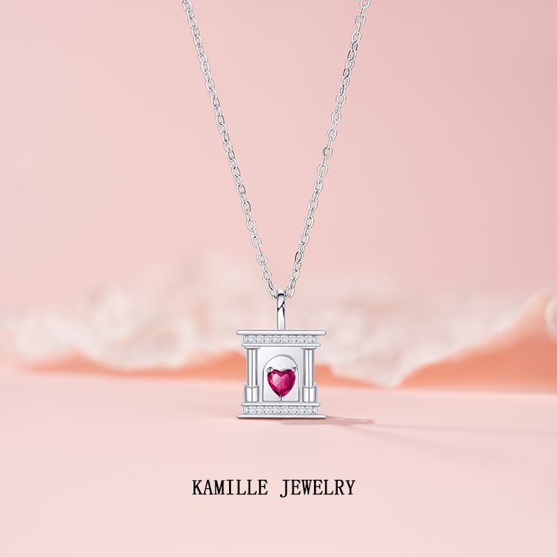 Chic Commute-Friendly Winter-Inspired Heart & Fireplace Pendant Necklace in Stainless Steel for Women