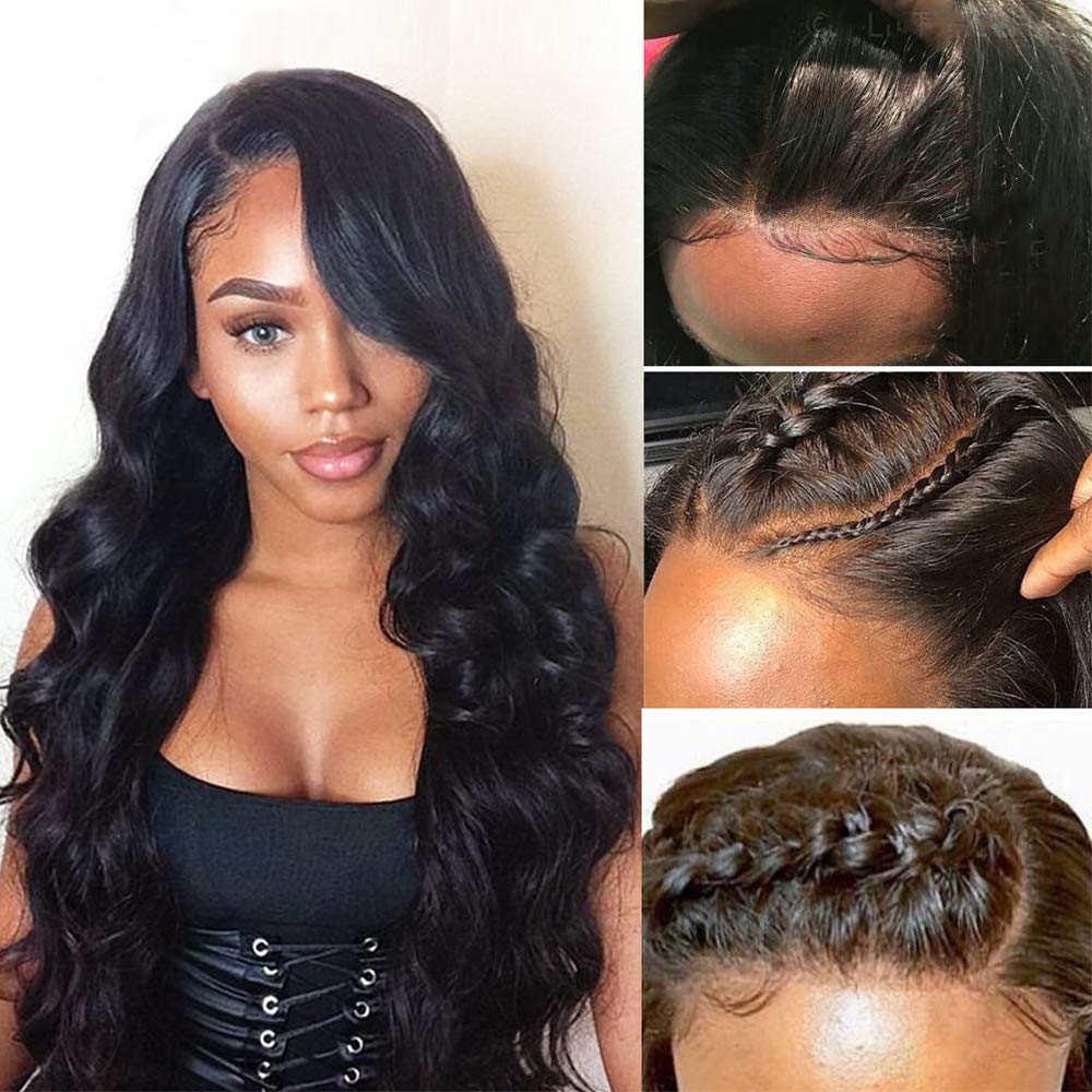 Silky Straight Lace Wigs 360 Full Lace Front Human Hair Wigs Pre Plucked Natural Black Color With Baby Hair Brazilian hair