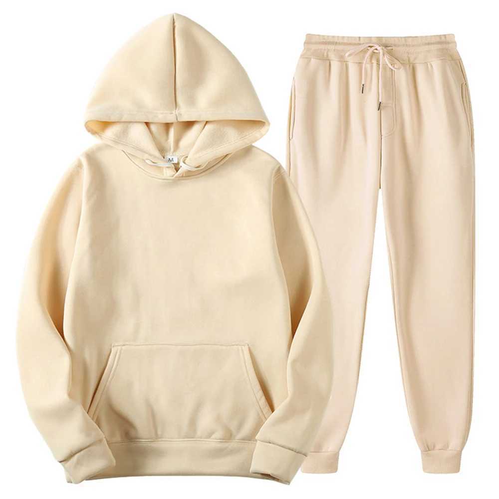 Mens Flat weave Flce sportswear unisex active wear mens two-piece jogging set wholesale hoodie and sweatpants set Conjuno De Hombre X241113