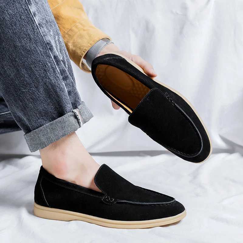 Mens Casual Shoes Cow Suede Genuine Leather Men Classic British Style Loafers Mens Light Comfortable Driving FlatsXJ250113