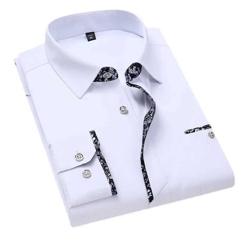 Quality Men Shirt Long Sleeve Business Dress Casual Shirts Cuff Print Spring Slim Fit Brand Weeding Shirt Man Shirt 5XLXJ24113
