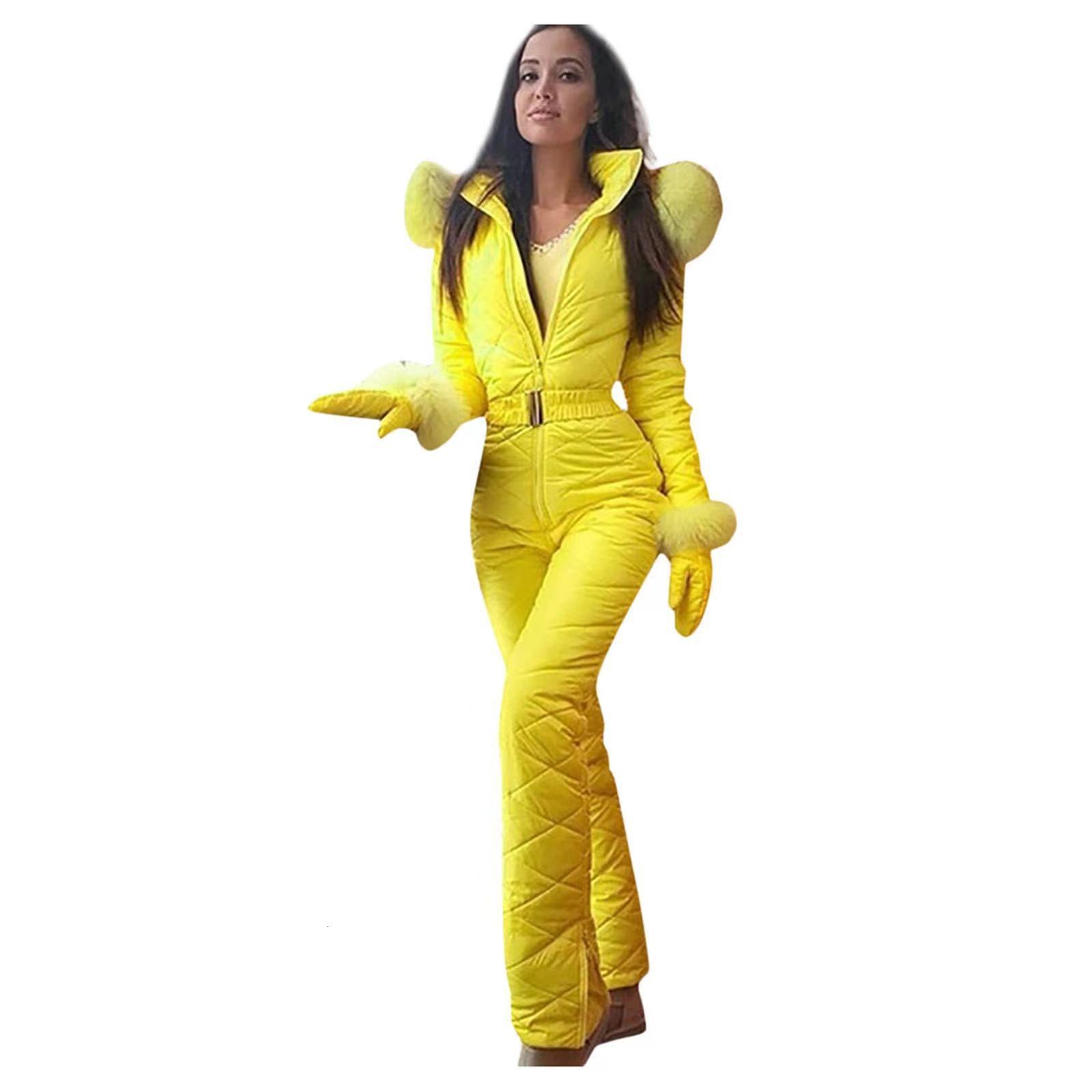 shiny silver gold one-piece ski suit for womens winter windproof skiing skydiving suit snowboard set for womens snow suit 240914