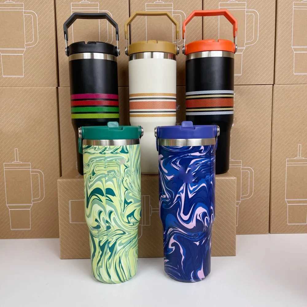 Used for 30 ounce flow cups stainless steel coffee cups with lids and handles for vacuum leaks Y241114